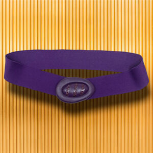 Vintage 1980's FOB Trading Sz S/M Royal Purple Snake Leather Buckle Stretch Belt